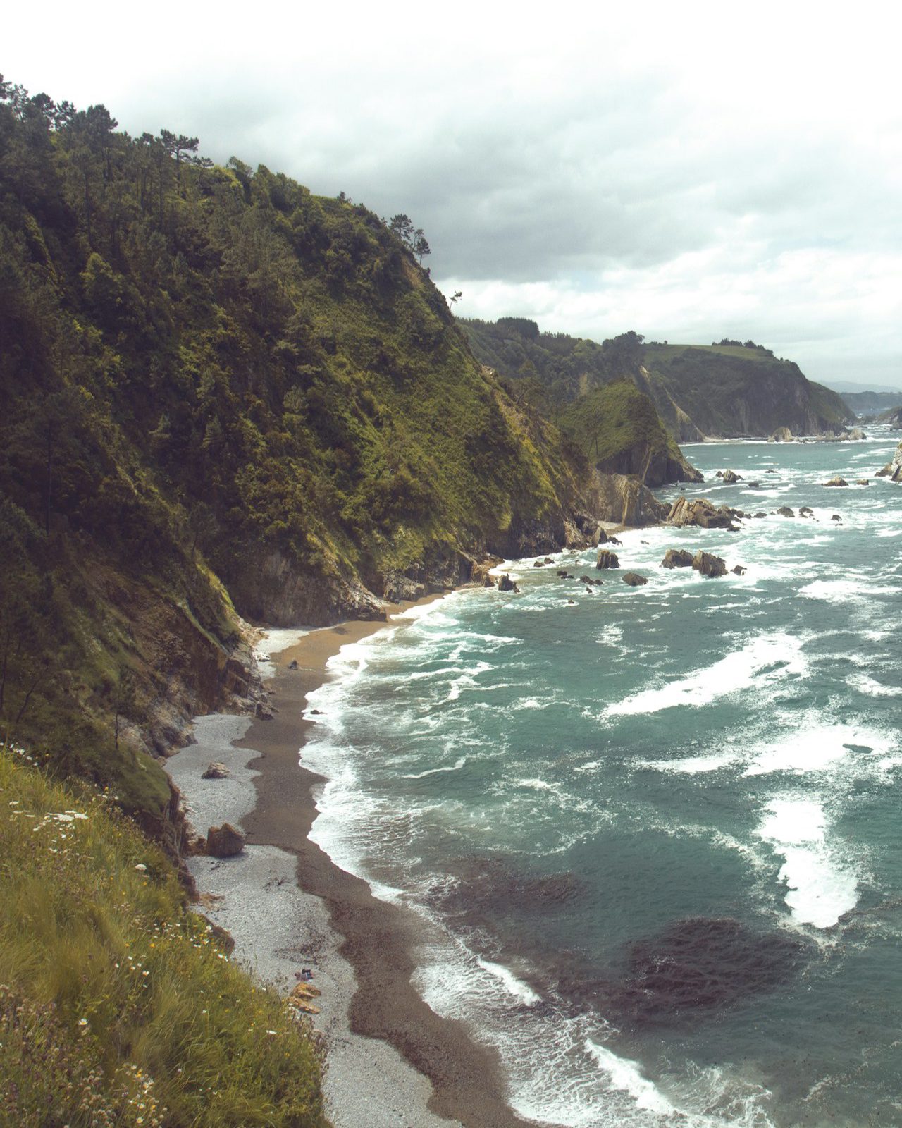 Beach and cliff path on the Asturian coast